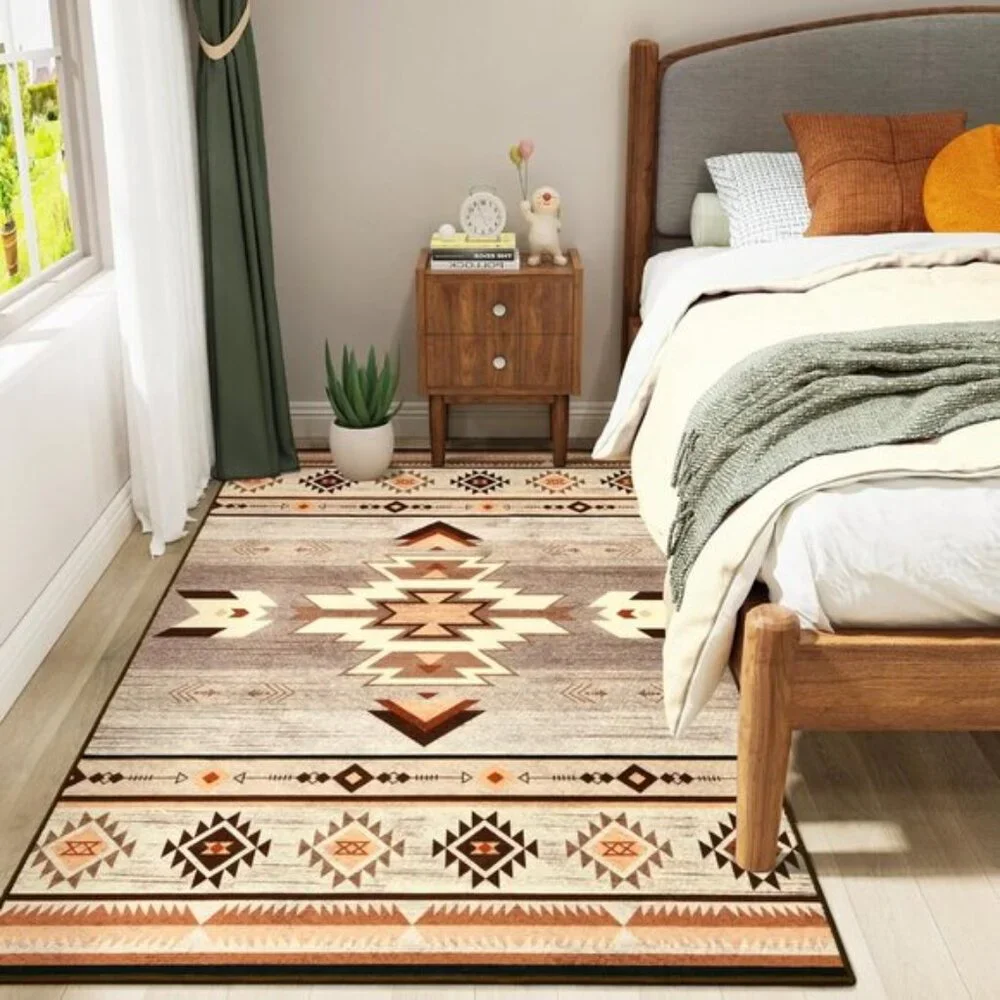 New 3x5 Beige Washable Rug, Non-Slip Aesthetic Carpet for Bedroom & Living Room